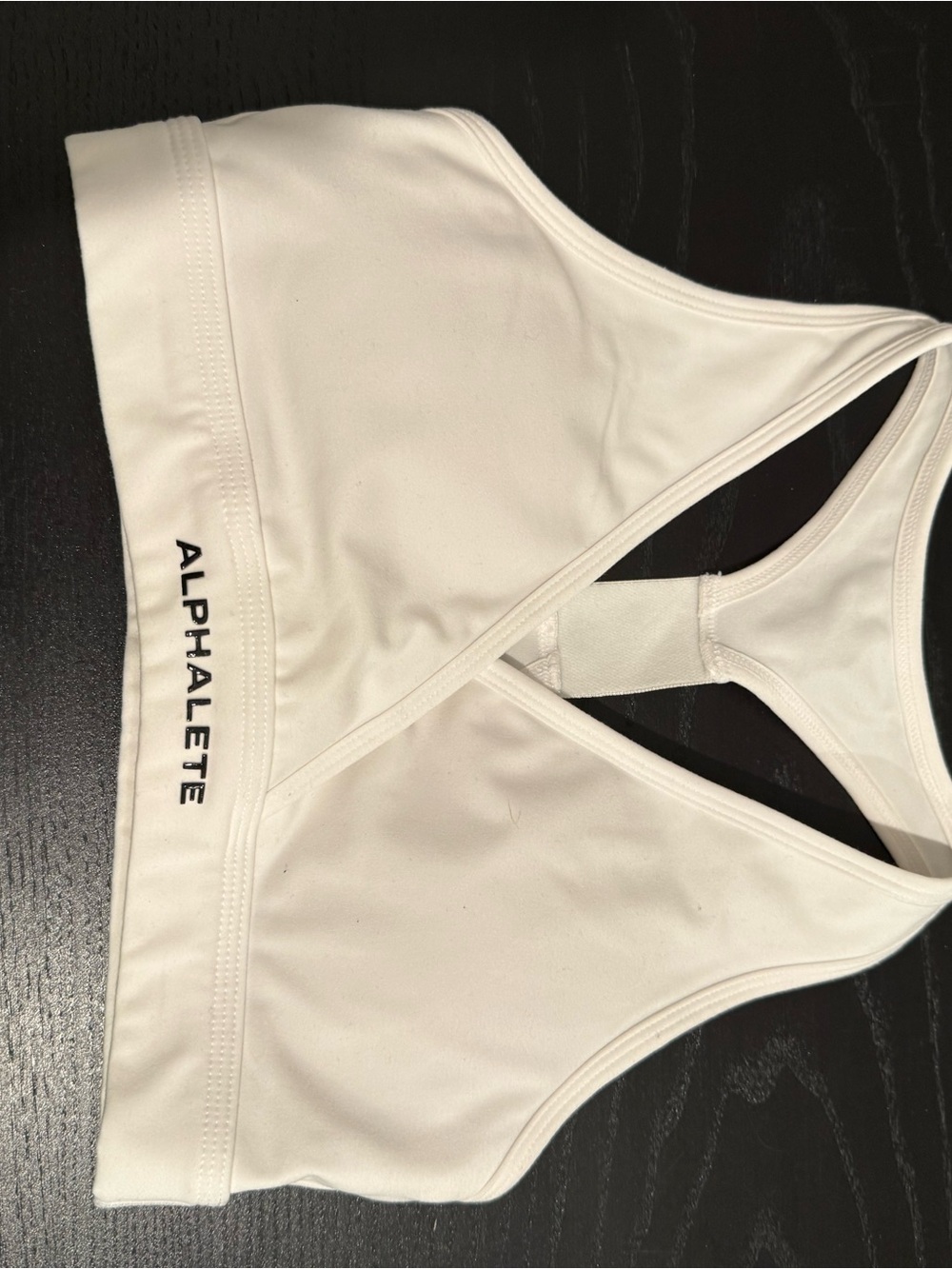 Alphalete White Racerback Sports Bra with Logo Band